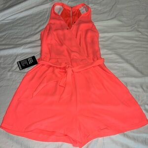 NWT Express neon coral romper